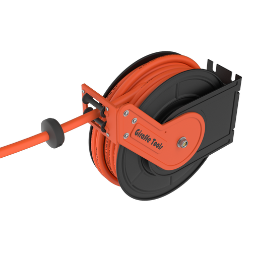 Giraffe Tools TA15B Air Hose Reel Retractable Wall Mount 3/8" x 50 ft Hybrid Hose, Air Compressor Heavy Duty Steel Reel Auto Rewind 300PSI